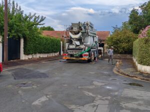 Rénovation : Coulage d’une radiée de maison à Lormont