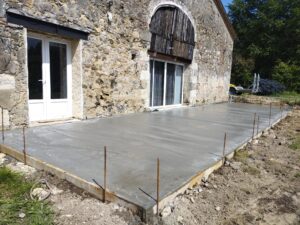 Réalisation d’une dalle béton sur la commune Cauvignac