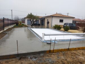 Coulage de terrasse avec une pompe – Langon